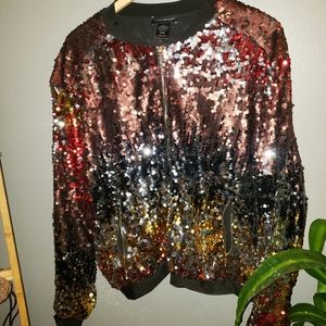 Women's sequins bomber jacket